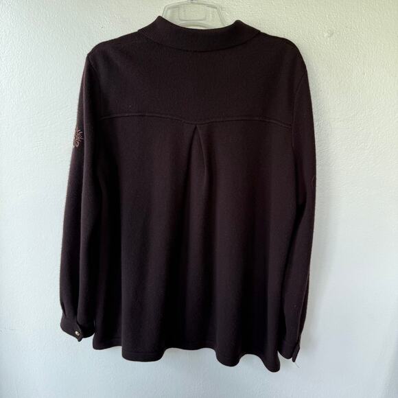 St. John Sport Brown Cashmere Gold tone buttondown sweater size 2X - Picture 8 of 13